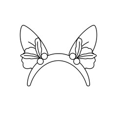 Obraz premium A pair of animal ears with flowers on them. The ears are drawn in black and white