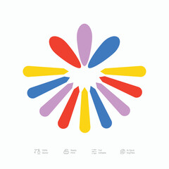 Brutalist Colorful Flower Logo Icon Design Vector
