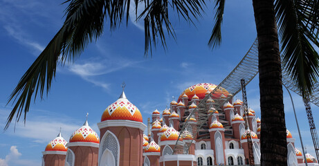 99 kubah mosque or 99 golden dome mosque at losari beach, makassar, indonesia