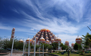 99 kubah mosque or 99 golden dome mosque at losari beach, makassar, indonesia