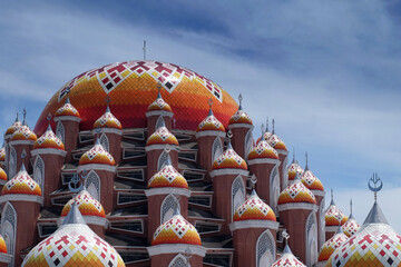99 kubah mosque or 99 golden dome mosque at losari beach, makassar, indonesia