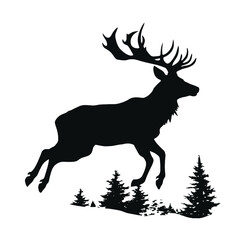 Deer leaping Silhouette 
