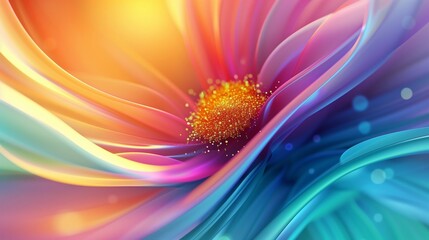 Abstract colorful rainbow flower, AI generated