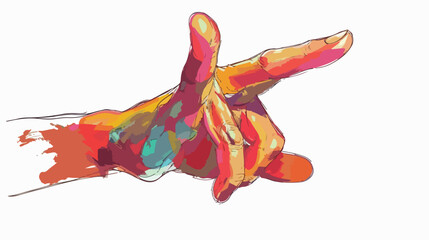 Obraz na płótnie Canvas Painted human hand. Sign of peace. Hand drawn vector