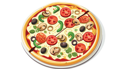 Pizza on a white background. pizza with illustration.