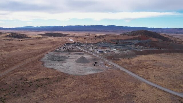 Aerial View of Concrete Factory Facility in Prescott Valley, Arizona USA