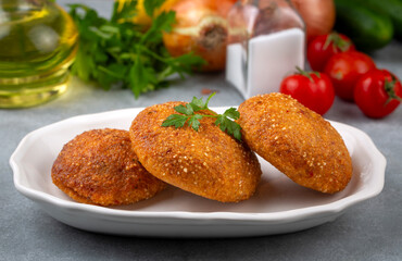 Kibbeh is a popular dish in Middle Eastern cuisine (Turkish name; icli kofte - Adana icli koftesi)