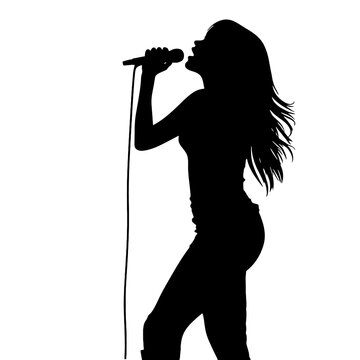 recommend clip art:  quality silhouette female singer pop, country music, rock stars and hiphop rapper artist vocalist 