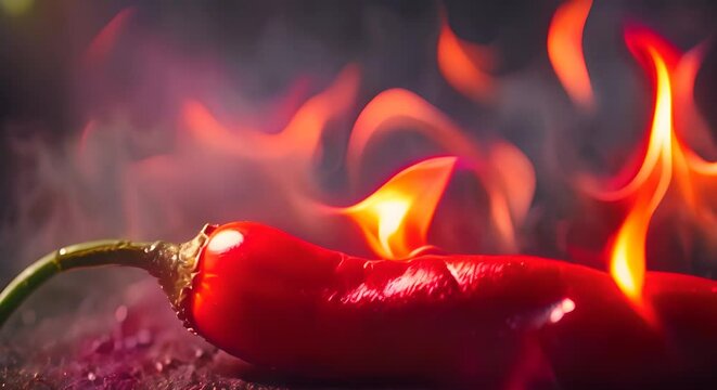 burning by fire to red chili pepper