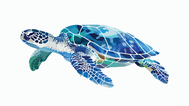 Sea turtle shape vector design by color point Flat vector