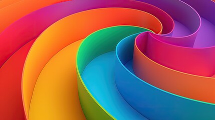 A colorful spiral with a rainbow of colors. The colors are bright and vibrant, creating a sense of energy and excitement. The spiral shape adds a dynamic and playful element to the image