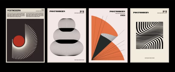 Fotobehang Vintage Poster Artworks, posters inspired postmodern of vector abstract dynamic symbols with bold geometric shapes, useful for web background, poster art design, magazine front page, hi-tech print, cover artwork.  © pgmart