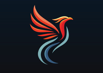 Fototapeta na wymiar Stylized logo of immortal Phoenix bird