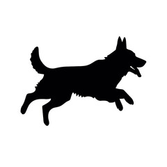 Defense German shepherd dog silhouette isolated on a white background. Vector illustration