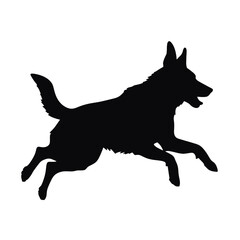 Defense German shepherd dog silhouette isolated on a white background. Vector illustration