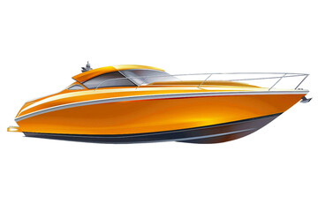 Minimalist Speed boat Illustration On Transparent Background.