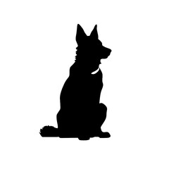Defense German shepherd dog silhouette isolated on a white background. Vector illustration