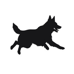 Defense German shepherd dog silhouette isolated on a white background. Vector illustration