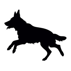 Defense German shepherd dog silhouette isolated on a white background. Vector illustration