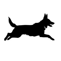 Defense German shepherd dog silhouette isolated on a white background. Vector illustration