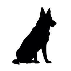 Defense German shepherd dog silhouette isolated on a white background. Vector illustration