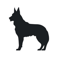 Defense German shepherd dog silhouette isolated on a white background. Vector illustration