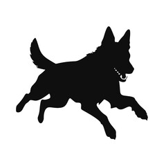 Defense German shepherd dog silhouette isolated on a white background. Vector illustration