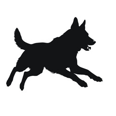 Defense German shepherd dog silhouette isolated on a white background. Vector illustration