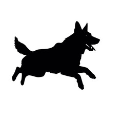 Defense German shepherd dog silhouette isolated on a white background. Vector illustration