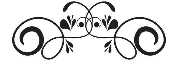 Abstract calligraphic ornate design element. Vintage ornamental pattern. Luxury, elegant flourish line art design. PNG with white background.