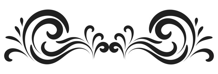 Abstract calligraphic ornate design element. Vintage ornamental pattern. Luxury, elegant flourish line art design. PNG with white background. - obrazy, fototapety, plakaty
