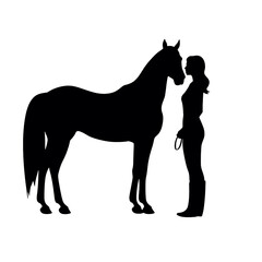 horse and girl Silhouette 