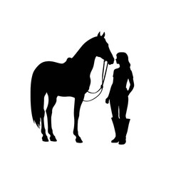 Obraz premium horse and girl Silhouette 