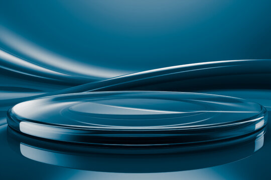 Gunmetal blue ice fragment with circular disc and a plain sky copy space design
