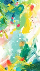 Vertical AI illustration vibrant abstract paint splashes. Backgrounds and textures concept.