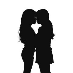 Young female lesbian couple hugging and kissing each other. LGBT couple, lesbian couple