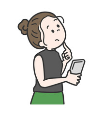 スマホを持って考える女性