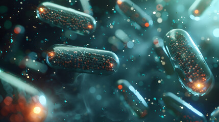 medical microbiology, bacteria, antibiotics in action, microscopic view  - obrazy, fototapety, plakaty