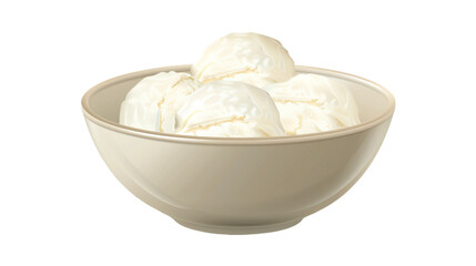 Fototapeta na wymiar A Bowl of Creamy Vanilla Ice Cream on a Transparent Background PNG