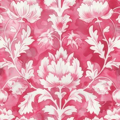 Watercolor Seamless pattern with pink and white