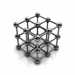 Crystal lattice structure, solid state chemistry, 3D on white