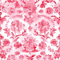 Watercolor Seamless pattern with pink and white