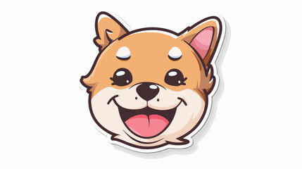 Cute dog face sticker holding laughter trendy style 