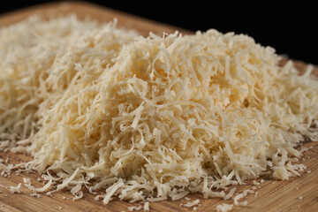 Parmesan grated in closeup