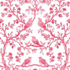 Watercolor Seamless pattern with pink and white