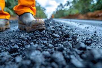 Obraz premium Persons Feet Close Up on Road