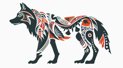 Dog or wolf painted tribal ethnic ornament. 