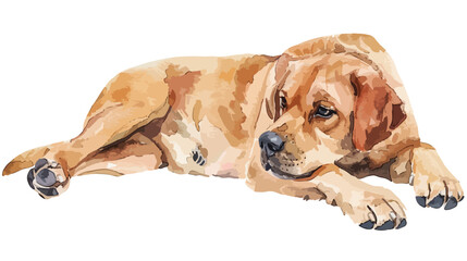 Dog Watercolor Illustration flat vector 