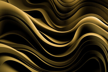 smooth wavy pattern in shades of yellow gold on a black background