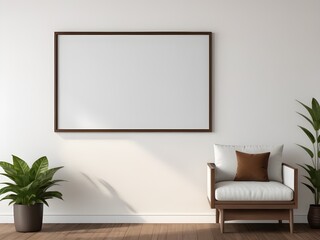 Living room wall poster mockup in modern interior background, interior mockup design